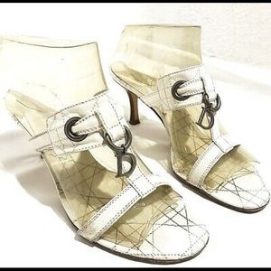 Christian Dior White Cannage Mule Size 36